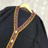 خريف 2022 مصمم أزياء للحياكة للنساء للنساء الفاخرة الفاخرة المزدوجة F print jacquard spliced ​​cardigan v-neck sweaterpjvy