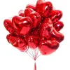 50pcs 18inch rose or rouge rose amour feuille coeur hélium de mariage de mariage ballons de fête de la Saint-Valentin