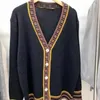 خريف 2022 مصمم أزياء للحياكة للنساء للنساء الفاخرة الفاخرة المزدوجة F print jacquard spliced ​​cardigan v-neck sweaterpjvy