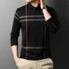 Herrpolos avancerad designer mode märke polo skjorta svart randig koreansk toppkvalitet avslappnad långärmad toppar kläder 220924