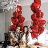 50pcs 18inch rose or rouge rose amour feuille coeur hélium de mariage de mariage ballons de fête de la Saint-Valentin