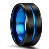 Cluster Rings Kolmnsta Ring 6 mm 8 mm 10 mm blauer Mittelrillen-Ehering bequeme Passform matt Unisex 220922