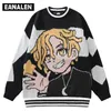 Men's Sweaters Harajuku complex cartoon anime jumper knitted sweater men's oversized winter Japanese boy pullover grandpa ugly sweater women's 220926