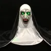 Maski imprezowe prowadzone horror maska ​​zakonnica przerażająca lateks z LED Light Halloween Props Deluxe 220922