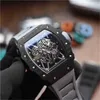 SuperClone Luxury Mens Mechanics Watch Richa Milles Personality R RM035同じ中空のワインバレルフルオートマティックメカニカルウォッチシリコン