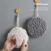 Towel 1PC Chenille Hand Towels Sponge Soft Absorbent Kitchen Bathroom Hanging Ball With Hook Loops Quick-Drying Handball