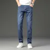 Men's Jeans Casual Blue Straight Stretch Slim Cotton Comfortable Mid Waist Male Classic Business Denim Trousers 220923