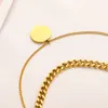 Nooit vervagen 18K vergulde merkontwerper brief hanger kettingen klassieke dames kristal strass roestvrijstalen choker nek222j