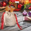 Present Wrap Christmas Candy Bags Antlers Velvet Draw String Bunny Packing Drop Party Decoration 2023 Navidad 220924