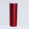 Fast ship 20oz skinny tumbler Double Walled Stainless Steel Blank Vacuum Coffee Tumbler With Lid and Straw Leak Free