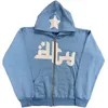 Erkek Hoodies Y2K Tam Zip Up Hoodie Erkekler Sonbahar Kış Gotik Rhinestones Web Kazak Hip Hop Grunge İskelet Büyük Boy Ceket