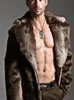 Men's Fur Faux Autumn and Winter Large Lapel Long Jacket fashion thicken Overcoat Mens Clothing 220924