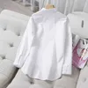 Bluzki damskie koszule wiosenne moda kobiety Allmatched Casual White Shirt 100 bawełniane długie rękaw luźne koszule femme bluzka najwyższa jakość s276 220923