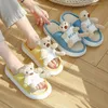 Slippers Funny Cartoon Bear Designer Home Women Slippers Spring Breathable Floor Mute Couples Cotton Shoes Indoor Ladies Flax Slides 220926