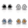 Boucles d'oreilles BOEYCJR 925 coeur coupé 0,5ct 5 5mm bleu Moissanite VVS bijoux fins boucle d'oreille diamant pour les femmes