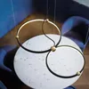 Pendant Lamps Nordic Dining Room Lights Modern Simple Metal Round Ring Combo Art Creative Black Droplight Led Lighting Fixture