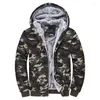 Men's Hoodies Mens Camouflage Sweatshirts Jackets Thicken Fur Lining Winter Warm Cardigan Military Comfort Soft Coats