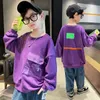 Pullover Teen Boys Black Sweatshirt Spring Autumn Long Sleeve Children Boy Tops Letter Print Bottom Shirt Kids 6 8 10 12 14 Y 220924