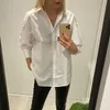 Blouses -shirts voor dames Stijlvolle vrouwen Lange shirt Leermode Wit en zwarte blouse Moderne dame losse lange mouw shirts 220923