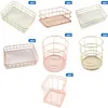 Storage Boxes Rose Gold Iron Art Nordic Makeup Organizer Basket Eyeliner Brush Set Cup Dressing Table Cosmetic Box