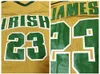 Maglia irlandese da basket #St Vincent Mary High School, tutte cucite, bianche, verdi, gialle, taglia S-XXL