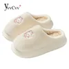 Slippers yvvcvv schattig konijntje pluizige bont slippers dames winter harige huizen slippers dik platform dia