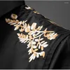 Men's Casual Shirts Floral Embroidery Male Luxury Long Sleeve Black White Mens Dress Slim Fit Party Tuxedo Man 3XL