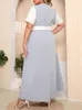 Sukienki w dużych rozmiarach sukienki dla kobiet 2022 Modna lato krótki rękaw kontrast wielokolorowy elegancki pasek luźny maxi długi