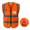 Herrv￤star Mesh Safety Vest H￶g synlighet reflekterande med fickor och blixtl￥s uppfyller ANSI/ISEA -standarder