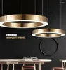 Hängslampor doxa guld mode modern led belysning fixturer ring form akryl droppljus för matsal hängande lampa inomhusljus