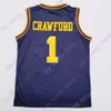 Mitch 2020 Novo Jerseys da NCAA Michigan Wolverines 1 Crawford College Basketball Jersey Size Youth Adult All Stitched