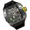 Superclone Watches Wristwatch Designer الفاخرة ميكانيكا الرجال مشاهدة Richa Milles Trend Men's Men RM011 Multifunctional Barrel Hollow Skull