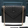 Designer College Chain Épaule Enveloppe Woc Sac Femmes Sacs À Main Mode Sacs De Luxe Noir Cuir De Veau Classique Rayures Diagonales Matelassé Double Rabat Moyen Bandoulière