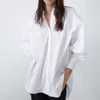 Blouses -shirts voor dames Stijlvolle vrouwen Lange shirt Leermode Wit en zwarte blouse Moderne dame losse lange mouw shirts 220923