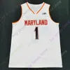 Mitch 2020 New NCAA Maryland Terrapins Stats Maglie 1 Anthony Cowan Jr. College Basketball Jersey Bianco Rosso Taglia Giovani Adulti