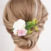 Coiffes Vintage blanc et rose fleur feuille mariage pince à cheveux accessoires faits à la main pour la coiffure de mariée fête bal casque diadèmes