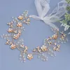 Headpieces Flower Wedding Hair Wreath With Ribbon Gold Crystal Bridal Vine Communion Headdress For Girls Women Flowers Tiara Crown