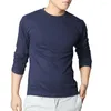 Men's T Shirts Full Sleeve Cotton Men O Neck Top Solid Basic Tee Classic Luxury Black Urban Clothing