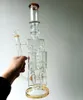 Large 18 inch Glass Water Bong Hookahs Honeycomb Filters Recycler Yellow Oil Dab Rigs Smoking Pipe with 14mm female joint