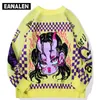 Мужские свитера Harajuku Vintage Graffiti Anime Sweater Женщины негабаритный хип -хоп панк -рок -рэп -рэп с вязаным пуловер.