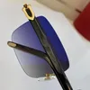 Retro Designer Women Okulary przeciwsłoneczne Prostokąt Goggle Gold Frame Carti męs Buffalo Rogu okulary Słońce Czarne szare przezroczyste okulary UV400 FEM275C