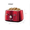 Machines à pain grille-pain automatique domestique multifonction 4 grandes fentes Machine à petit déjeuner en acier inoxydable 6524