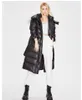 Womens Winter down jacket Thickened Medium and Long Waist Closing White Duck Lace Up Thin Warm coat