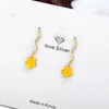 Stud -oorbellen schattige sieraden delicaat meisje vrouwen oor rood/geel email Tiny Flower 925 Sterling Silver Wave Minimalistische oorrel