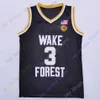 Mitch 2020 Nieuwe NCAA Wake Forest Demon Deacons Jerseys 3 Chris Paul College Basketball Jersey Black Size jeugd volwassen