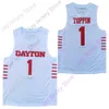 Mitch 2020 New NCAA Dayton Flyers Jerseys 1 Toppin Basketball Jersey College White Red Blue Size Men Youth Onvel