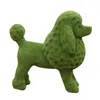 Garden Decoraties Miniatuur Hond Figurine Poedel Stand Resin Groen Flocking Sculpture voor binnentuin Decoratie