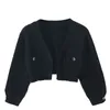 908 L 2022 Milan Runway Autumn Women Sweater Brand نفس الأسلوب الطويل الأكمام الأسود الأسود