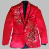 pantaloni giacca da moda maschite spot spicco feste di fine anno rosso nero blu costumi sottili blazer abito formale floreale