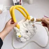 Backpacks Pearl Fashion Bag Girls DIY Woven Cotton Candy Cloud Messenger Small Purses and Handbags for Kids 220924